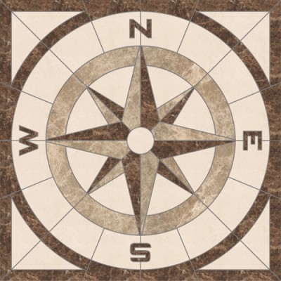 Compass Square Medallion - Emperador Dark