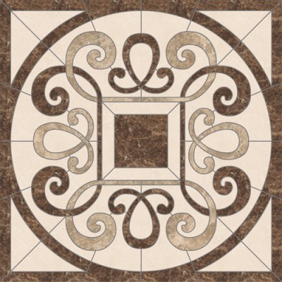 Kashmir Square Medallion - Emperador Dark