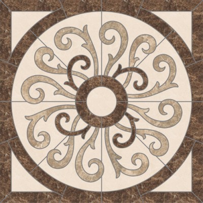 Scroll Works Square Medallion - Crema Marfil